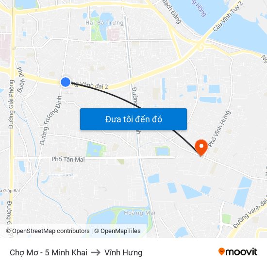 Chợ Mơ - 5 Minh Khai to Vĩnh Hưng map