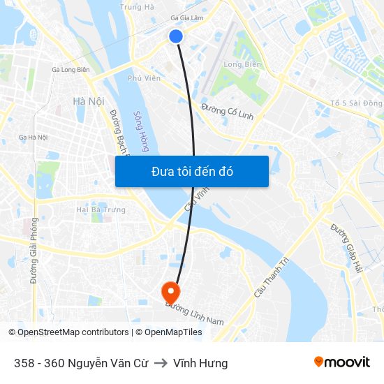 358 - 360 Nguyễn Văn Cừ to Vĩnh Hưng map