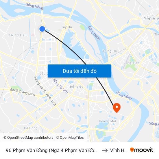 96 Phạm Văn Đồng (Ngã 4 Phạm Văn Đồng - Xuân Đỉnh) to Vĩnh Hưng map