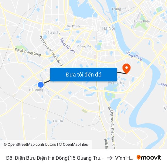 Đối Diện Bưu Điện Hà Đông(15 Quang Trung Hà Đông) to Vĩnh Hưng map