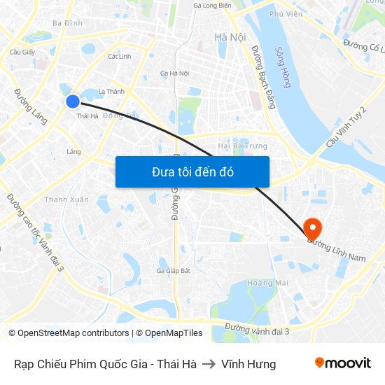 Rạp Chiếu Phim Quốc Gia - Thái Hà to Vĩnh Hưng map