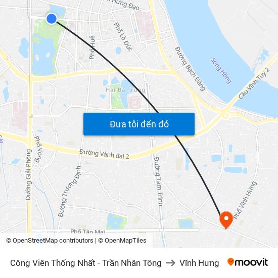 Công Viên Thống Nhất - Trần Nhân Tông to Vĩnh Hưng map