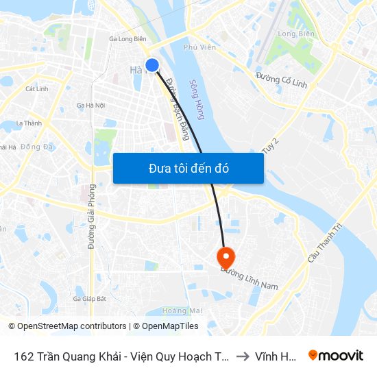 162 Trần Quang Khải - Viện Quy Hoạch Thủy Lợi to Vĩnh Hưng map
