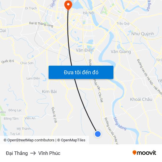 Đại Thắng to Vĩnh Phúc map