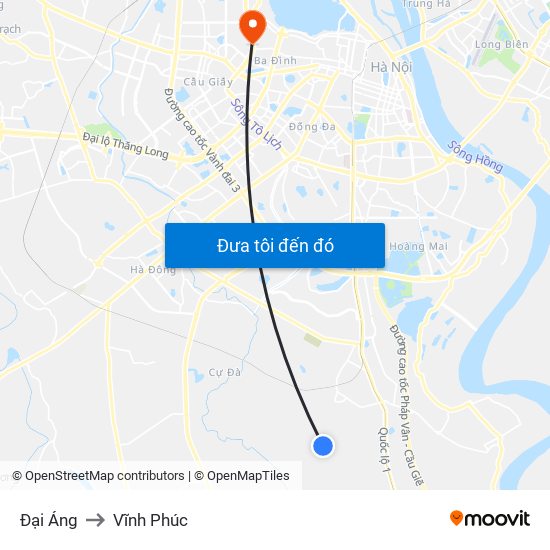 Đại Áng to Vĩnh Phúc map