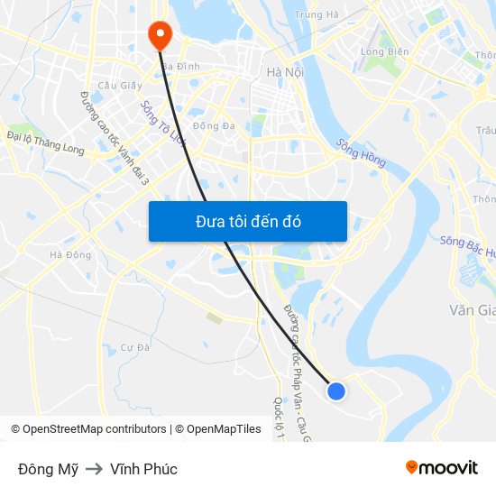 Đông Mỹ to Vĩnh Phúc map