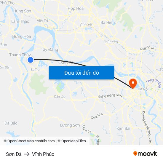 Sơn Đà to Vĩnh Phúc map