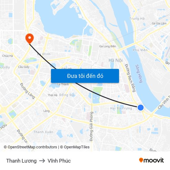Thanh Lương to Vĩnh Phúc map