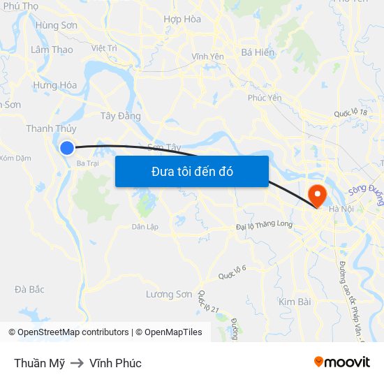 Thuần Mỹ to Vĩnh Phúc map