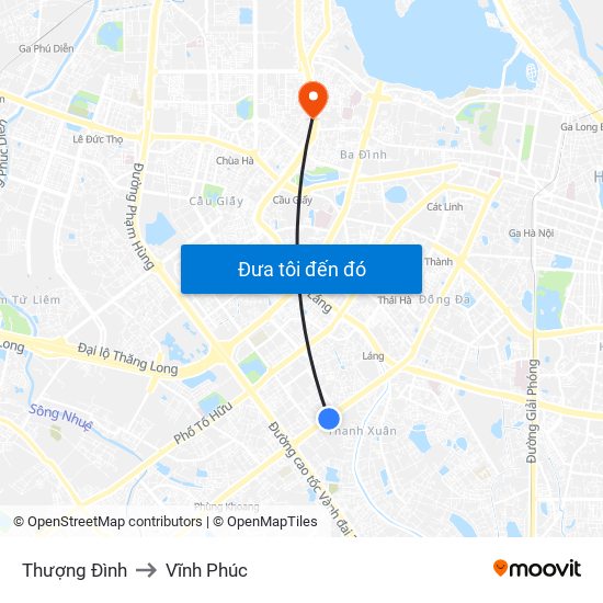 Thượng Đình to Vĩnh Phúc map