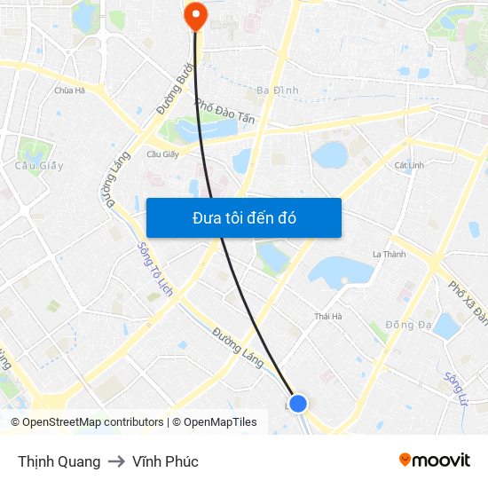 Thịnh Quang to Vĩnh Phúc map