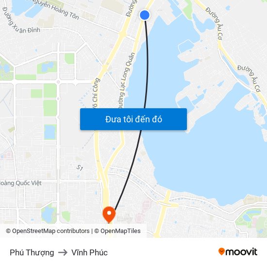 Phú Thượng to Vĩnh Phúc map