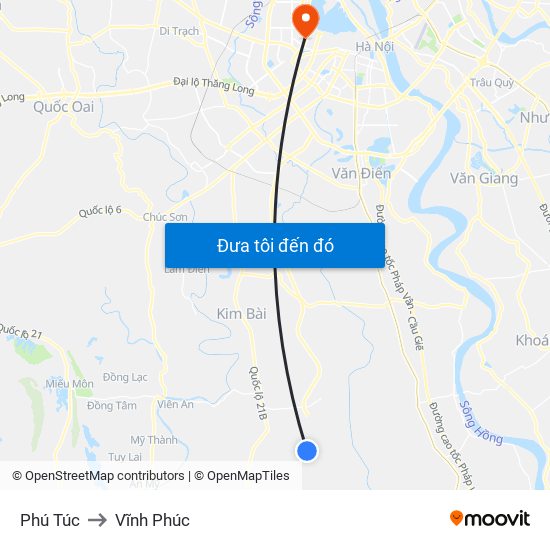 Phú Túc to Vĩnh Phúc map
