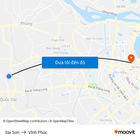 Sài Sơn to Vĩnh Phúc map