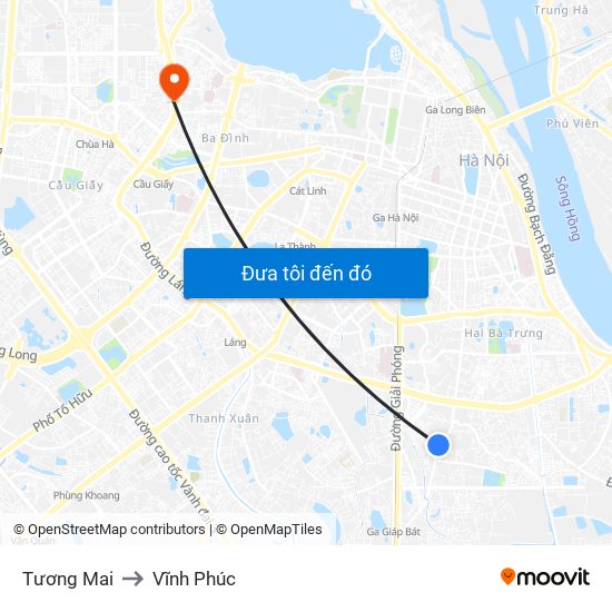 Tương Mai to Vĩnh Phúc map