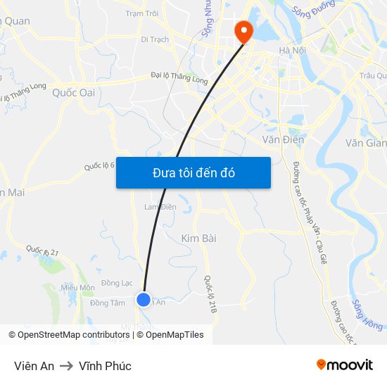 Viên An to Vĩnh Phúc map