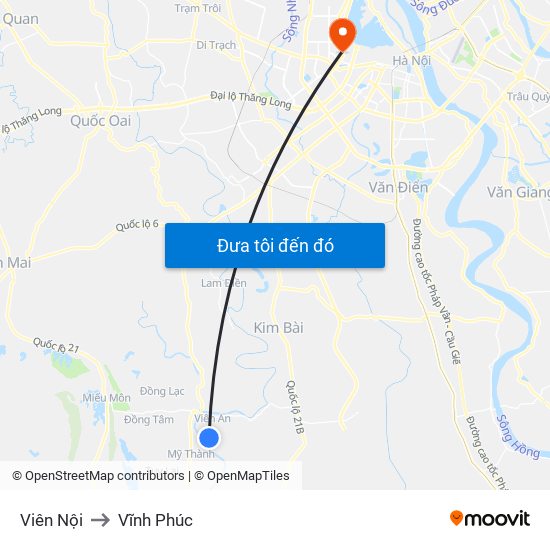 Viên Nội to Vĩnh Phúc map