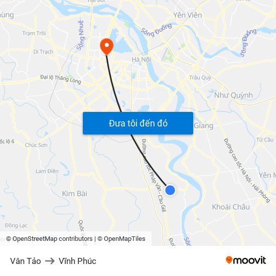 Vân Tảo to Vĩnh Phúc map