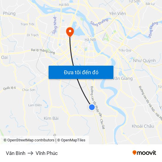 Văn Bình to Vĩnh Phúc map