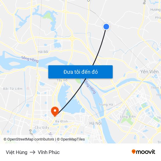 Việt Hùng to Vĩnh Phúc map