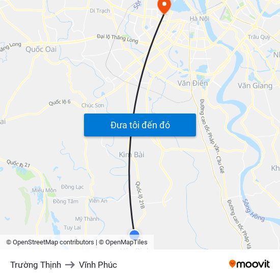 Trường Thịnh to Vĩnh Phúc map