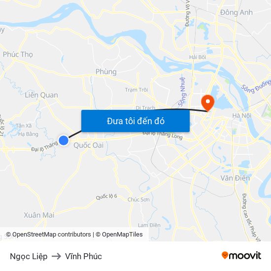 Ngọc Liệp to Vĩnh Phúc map