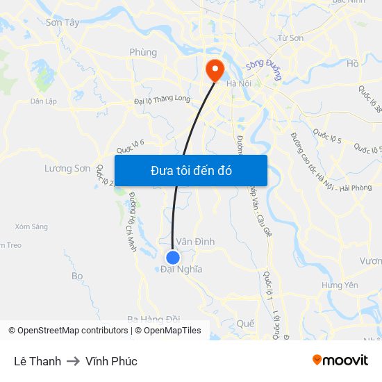 Lê Thanh to Vĩnh Phúc map