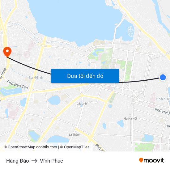 Hàng Đào to Vĩnh Phúc map