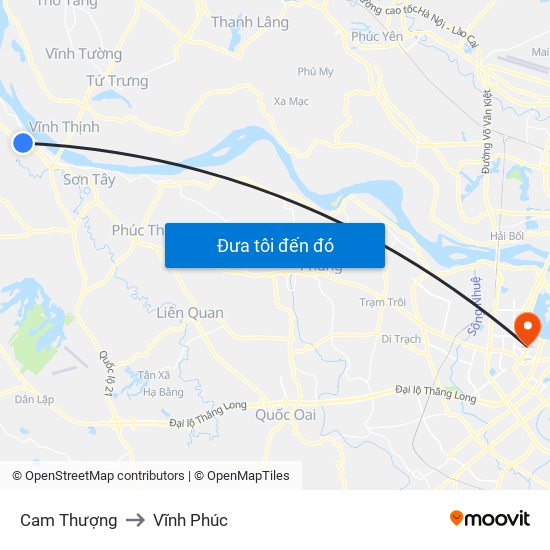 Cam Thượng to Vĩnh Phúc map