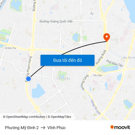 Phường Mỹ Đình 2 to Vĩnh Phúc map