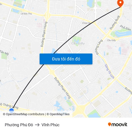 Phường Phú Đô to Vĩnh Phúc map