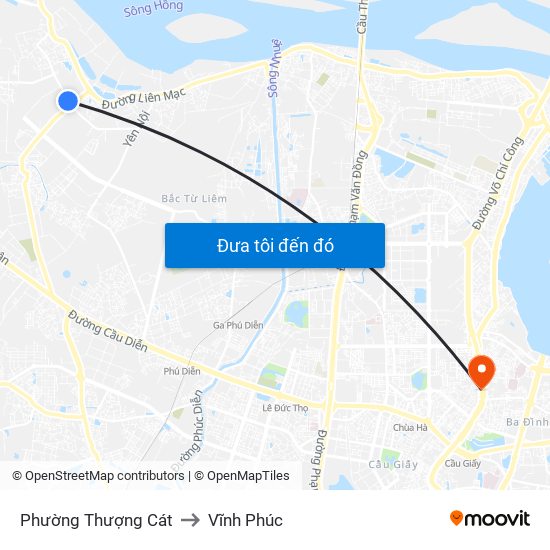 Phường Thượng Cát to Vĩnh Phúc map