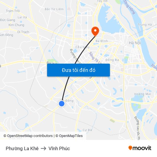 Phường La Khê to Vĩnh Phúc map