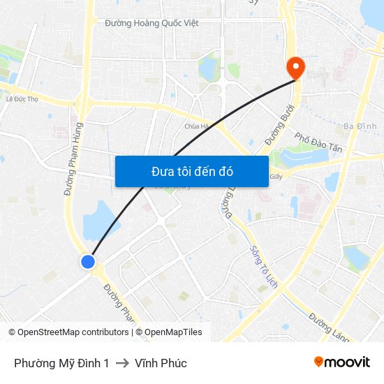 Phường Mỹ Đình 1 to Vĩnh Phúc map