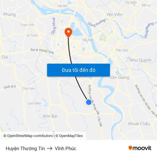 Huyện Thường Tín to Vĩnh Phúc map