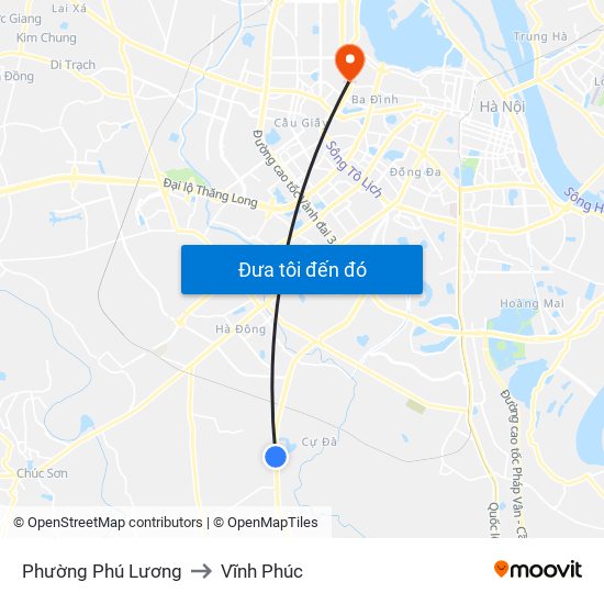 Phường Phú Lương to Vĩnh Phúc map