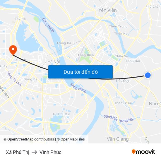 Xã Phú Thị to Vĩnh Phúc map