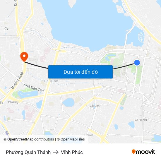 Phường Quán Thánh to Vĩnh Phúc map