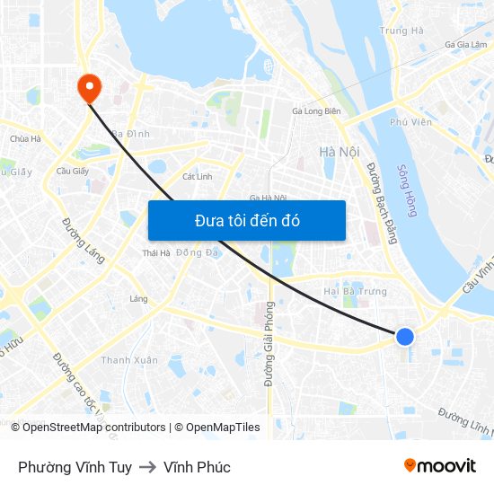 Phường Vĩnh Tuy to Vĩnh Phúc map
