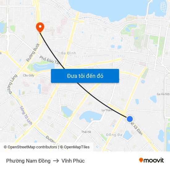 Phường Nam Đồng to Vĩnh Phúc map