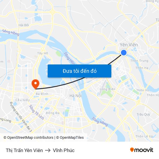 Thị Trấn Yên Viên to Vĩnh Phúc map