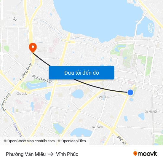 Phường Văn Miếu to Vĩnh Phúc map