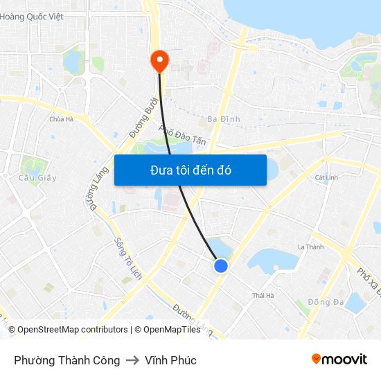 Phường Thành Công to Vĩnh Phúc map