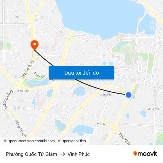 Phường Quốc Tử Giám to Vĩnh Phúc map