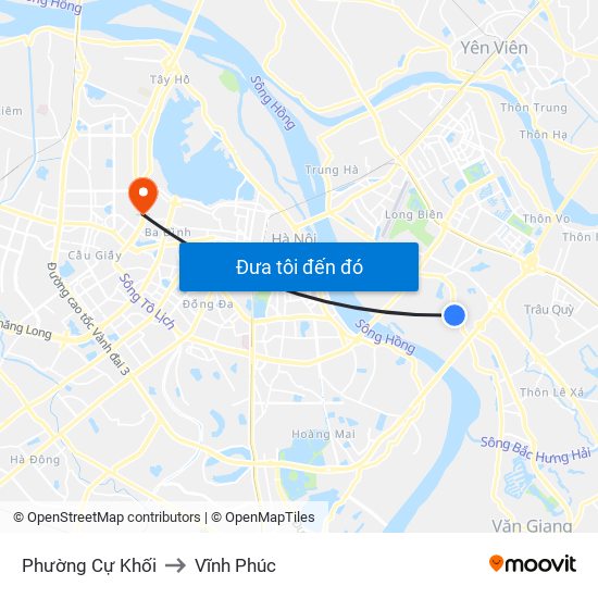 Phường Cự Khối to Vĩnh Phúc map