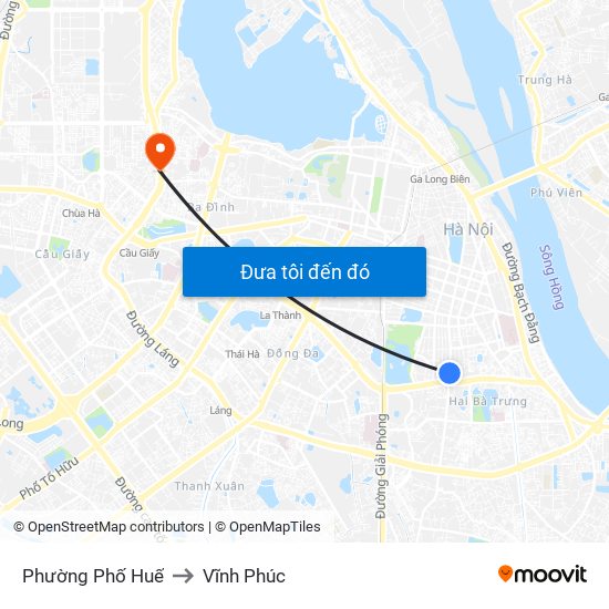 Phường Phố Huế to Vĩnh Phúc map