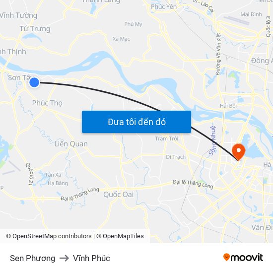 Sen Phương to Vĩnh Phúc map