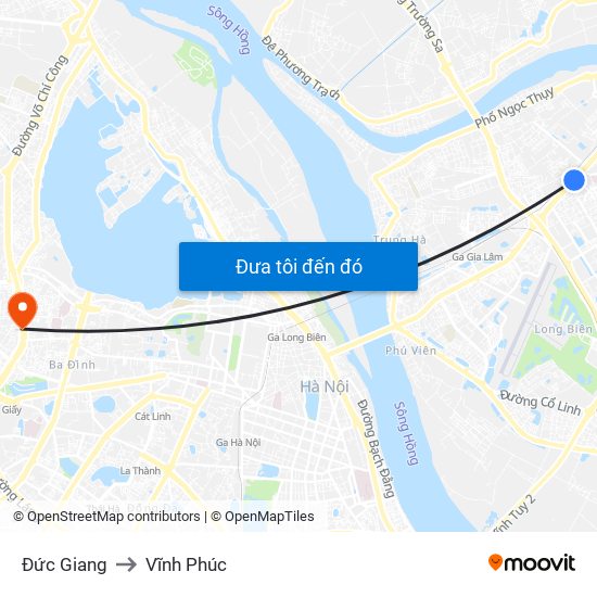 Đức Giang to Vĩnh Phúc map