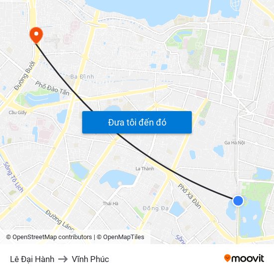 Lê Đại Hành to Vĩnh Phúc map
