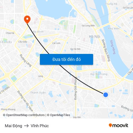 Mai Động to Vĩnh Phúc map